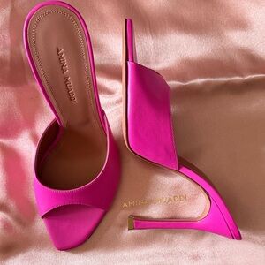 Alexa slipper 105 Amina Muaddi nappa lotus Pink leather Women's Heels size 5